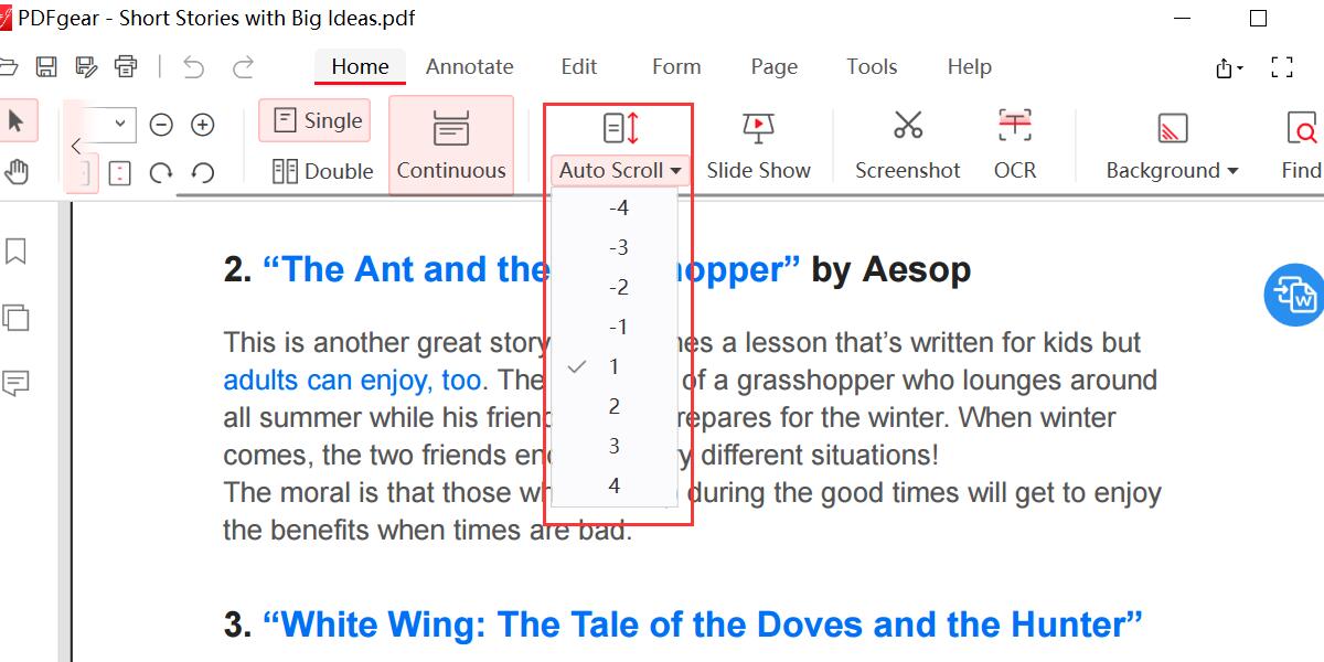 Automatic Scrolling Reading