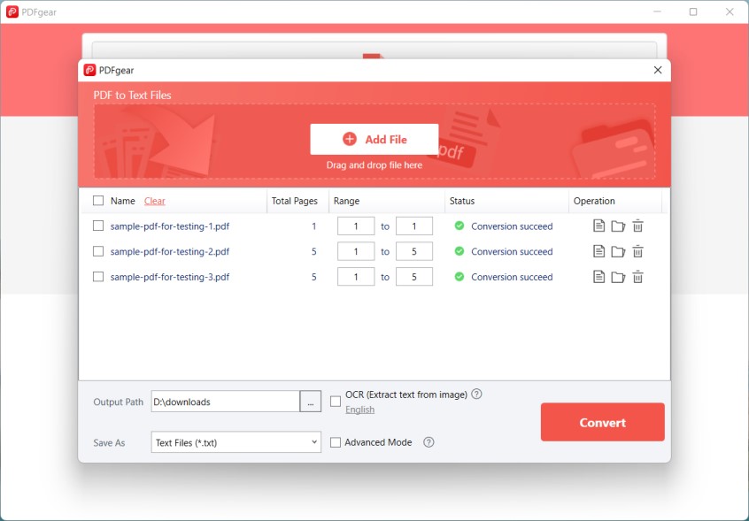 Batch Convert PDFs to Text Files with PDFgear