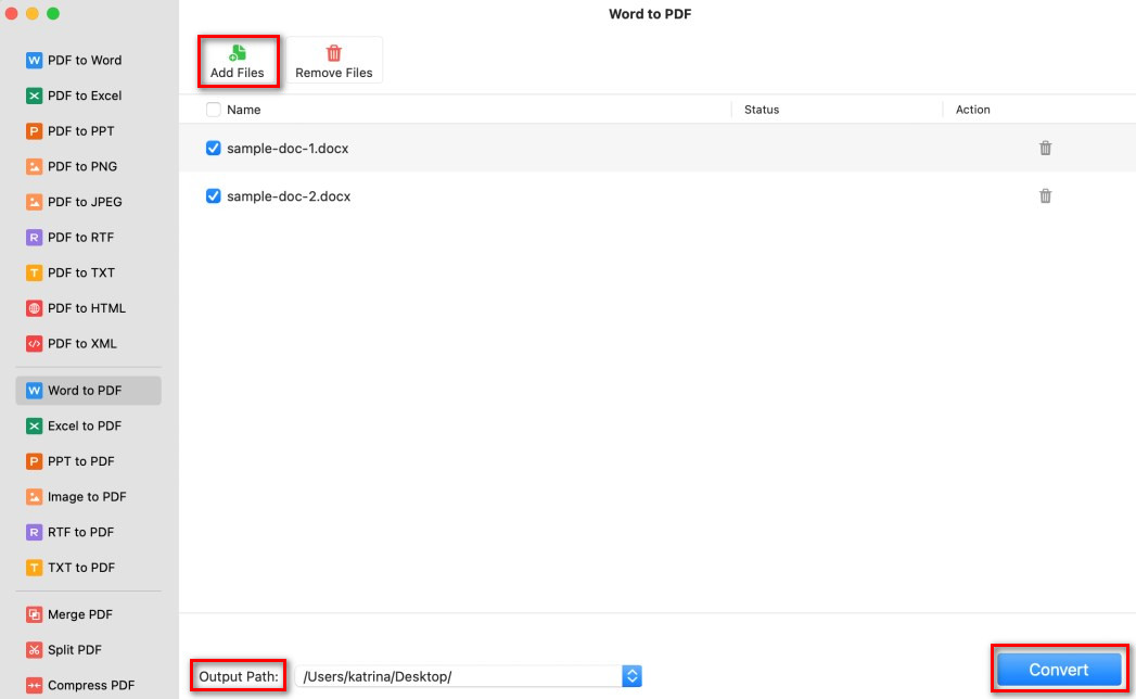 Batch Convert Word to PDF on Mac