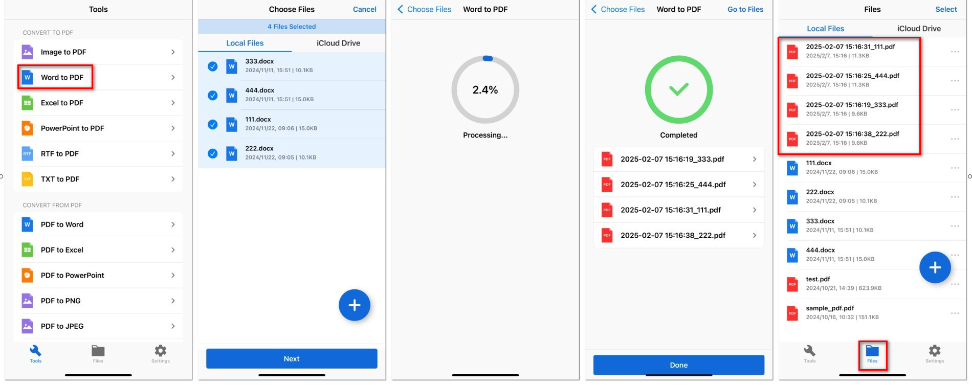 Batch Convert Word to PDF on iOS