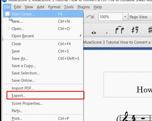 Choose the Export button to Save PDF to MIDI