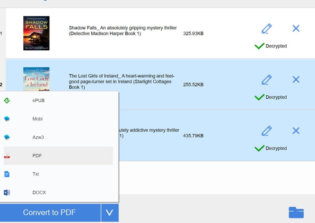 Choose the Output Format as PDF and Start to Convert