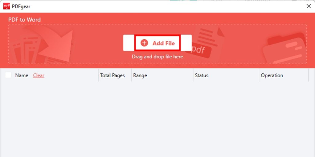 Click Add Files for PDF Import