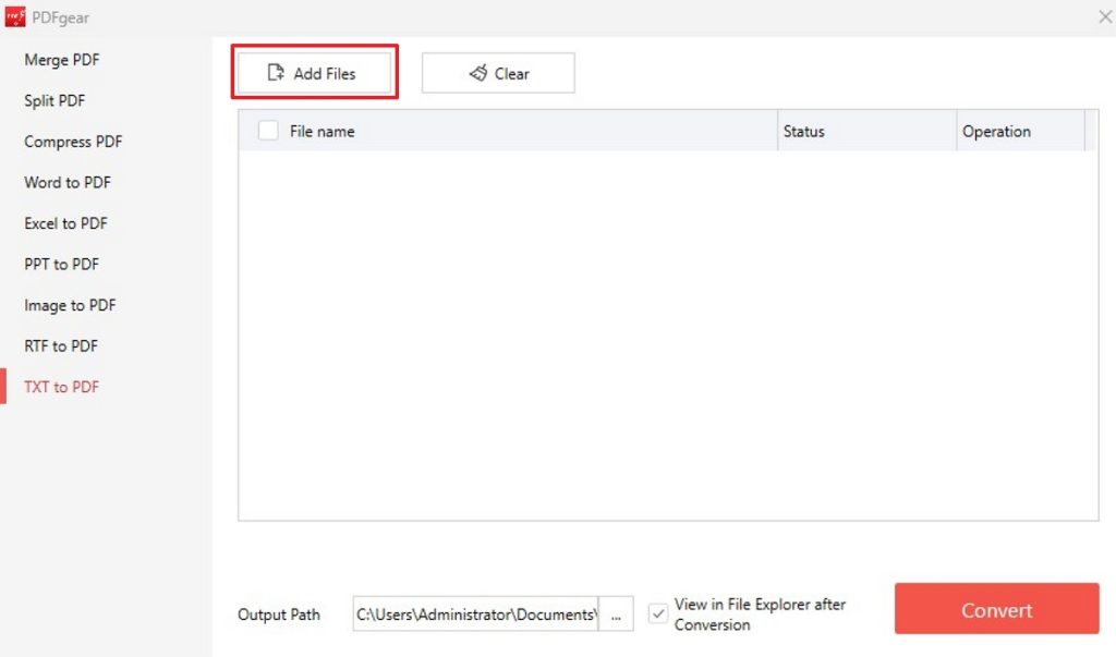 Click Add Files to Upload Source TXT File
