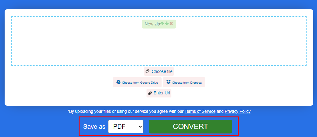 Click Convert on Aspose
