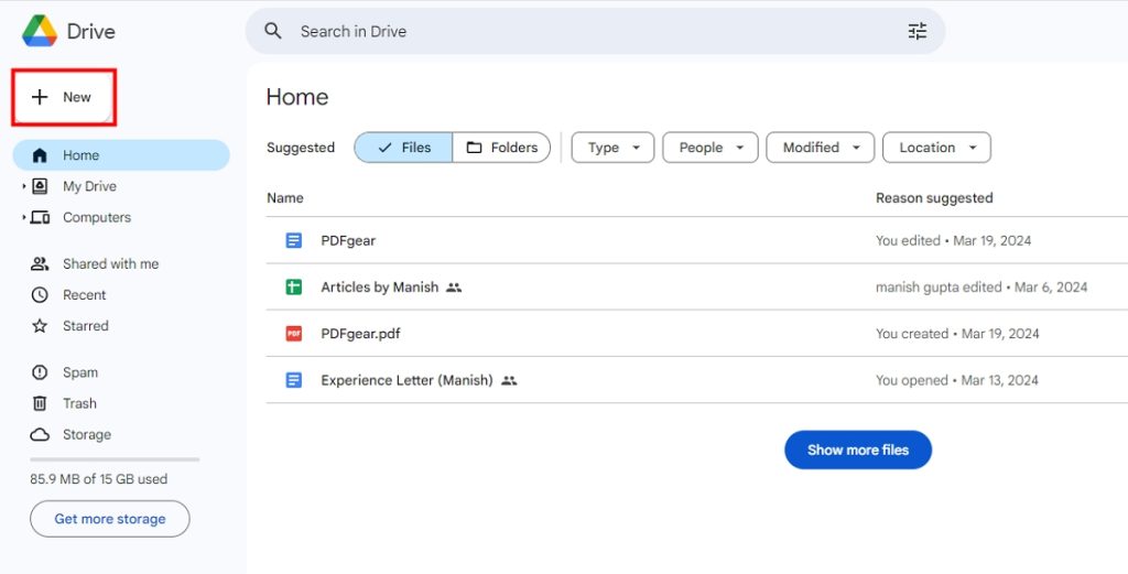 Click New for Import PDF