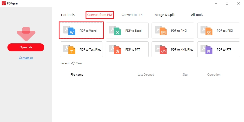 Click PDF to Word to Prepare PDF Import