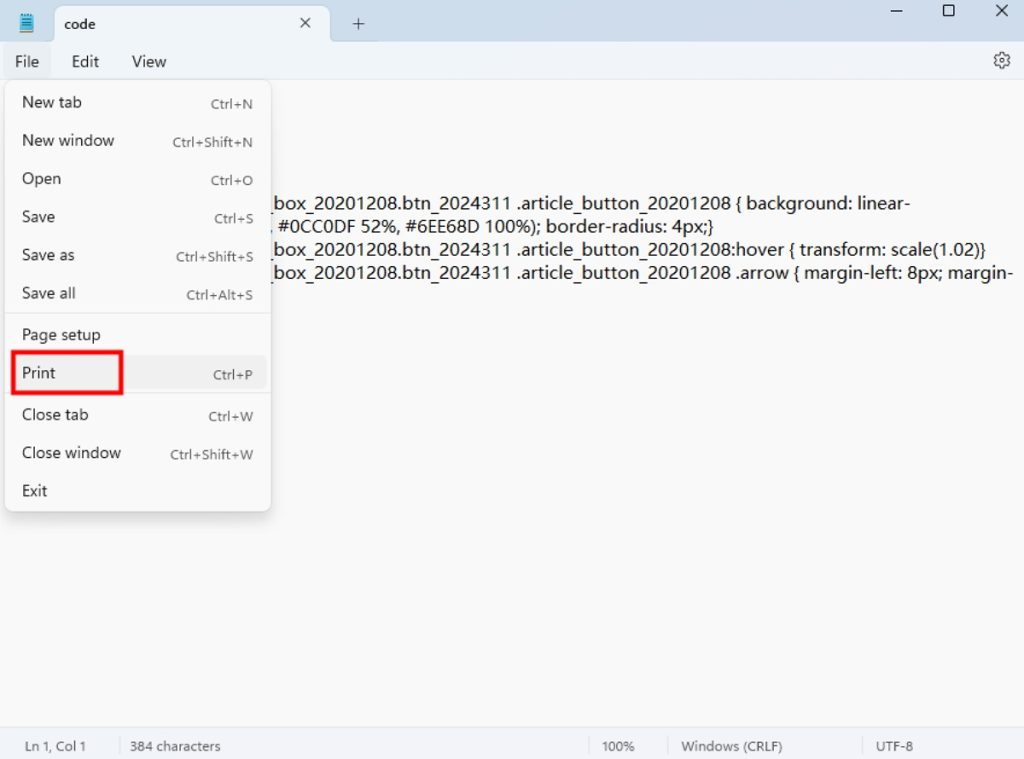 Select Microsoft Print to PDF Under Printer Section