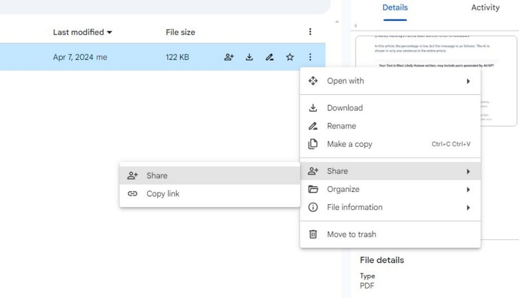 Click Share to Manage PDF Access