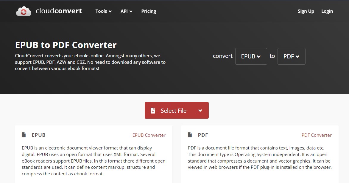 cloudconvert EPUB to PDF Converter