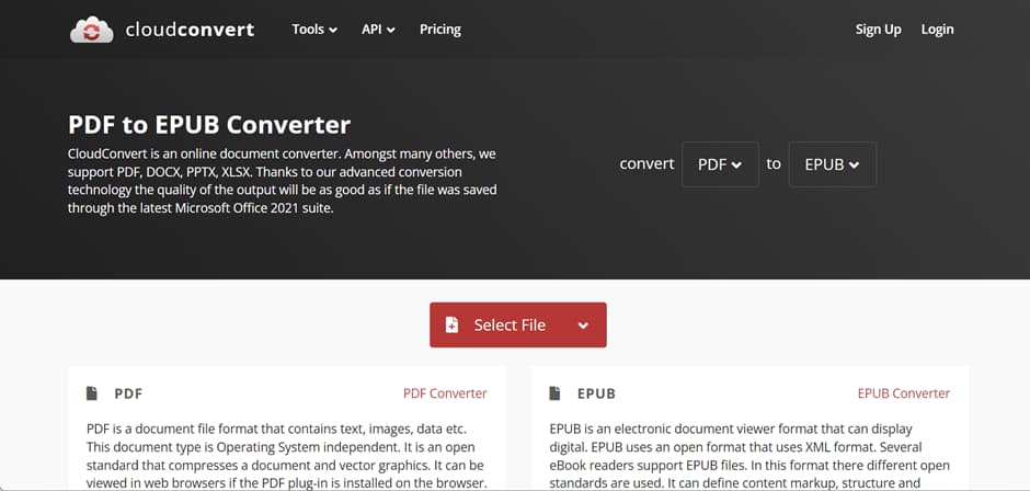 CloudConvert Online PDF to EPUB Converter