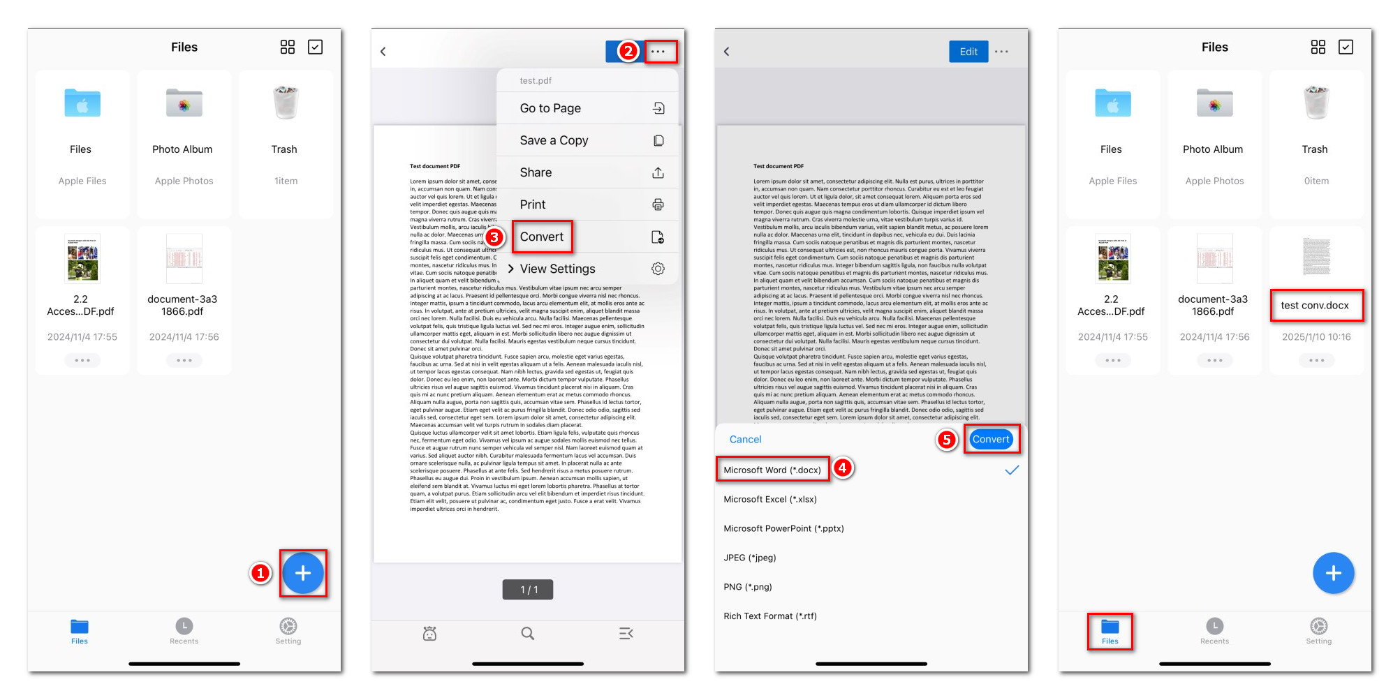 Convert a PDF to Word on iPhone