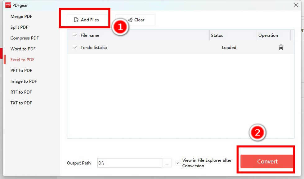 Convert Files to PDF in PDFgear