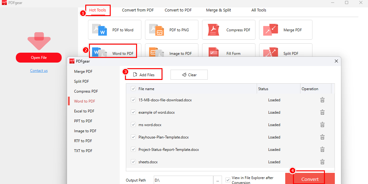 Convert Microsoft Word to PDF with PDFgear