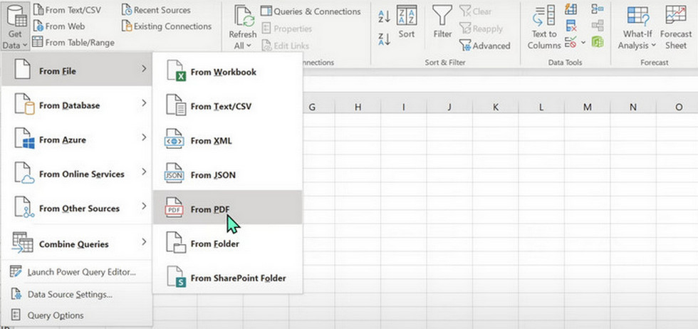 Convert a PDF to Excel in Microsoft Excel