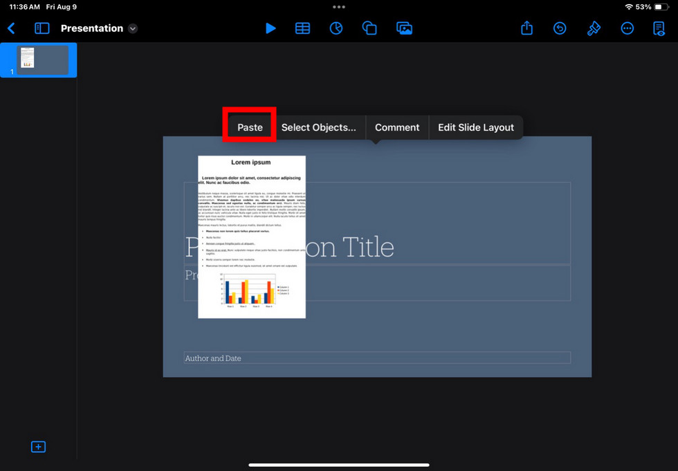 Convert PDF to Keynote on iPad