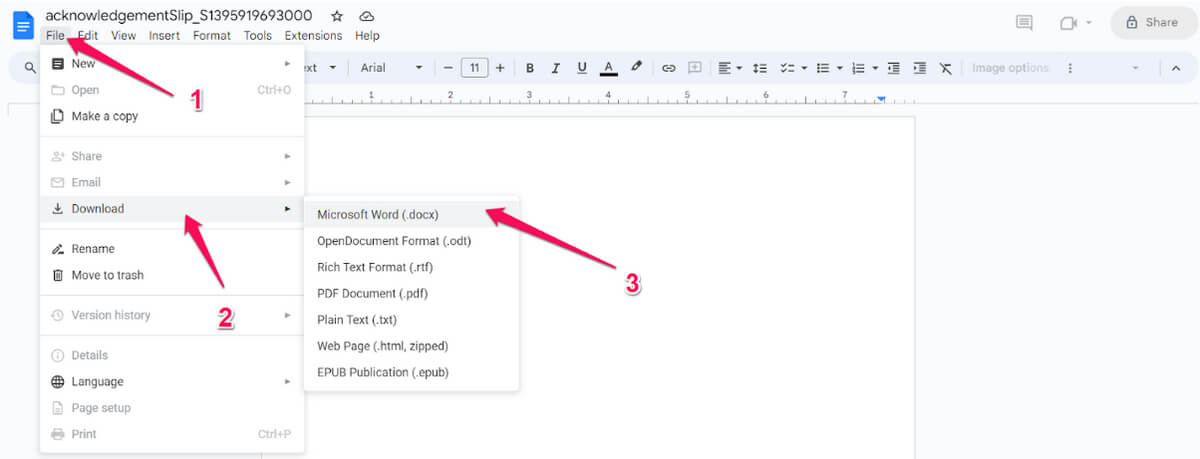 PDF Converted to Word in Google Docs