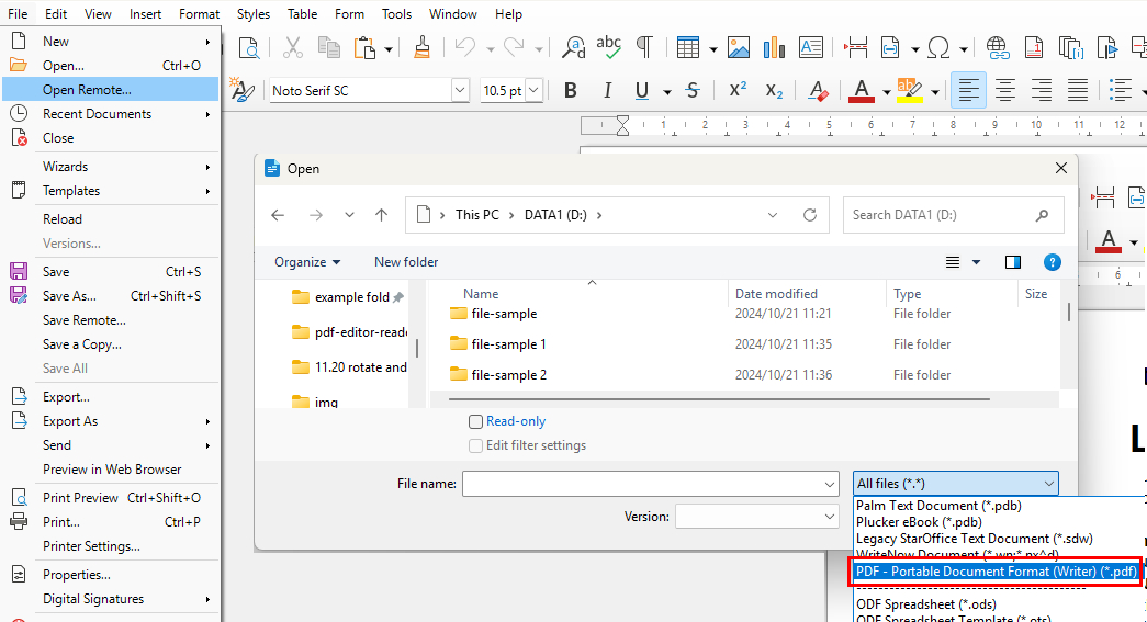 LibreOffice PDF to Word Converter Free Offline