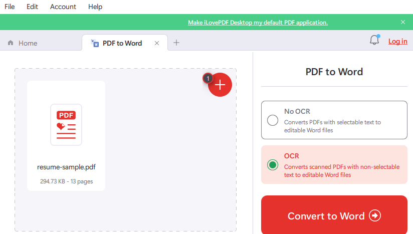 Convert PDF to Word with Offline Software iLovePDF Desktop