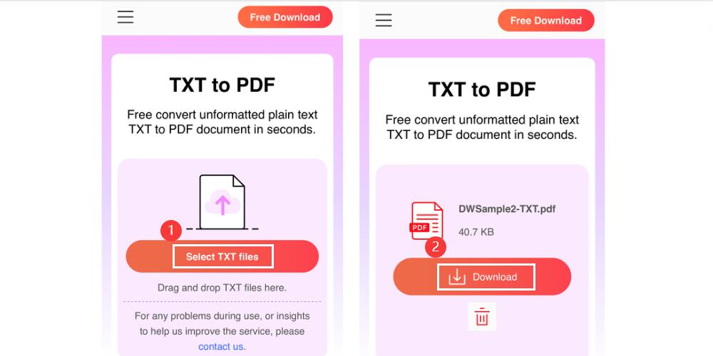 Convert TXT to PDF with PDFgear Online