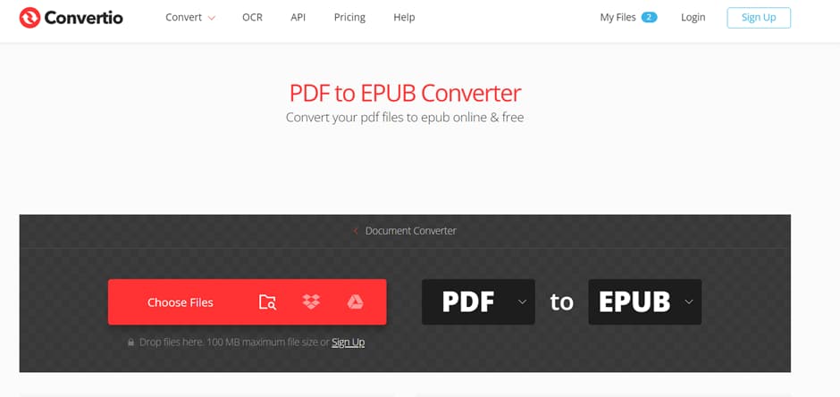 Convertio Online PDF to EPUB Converter