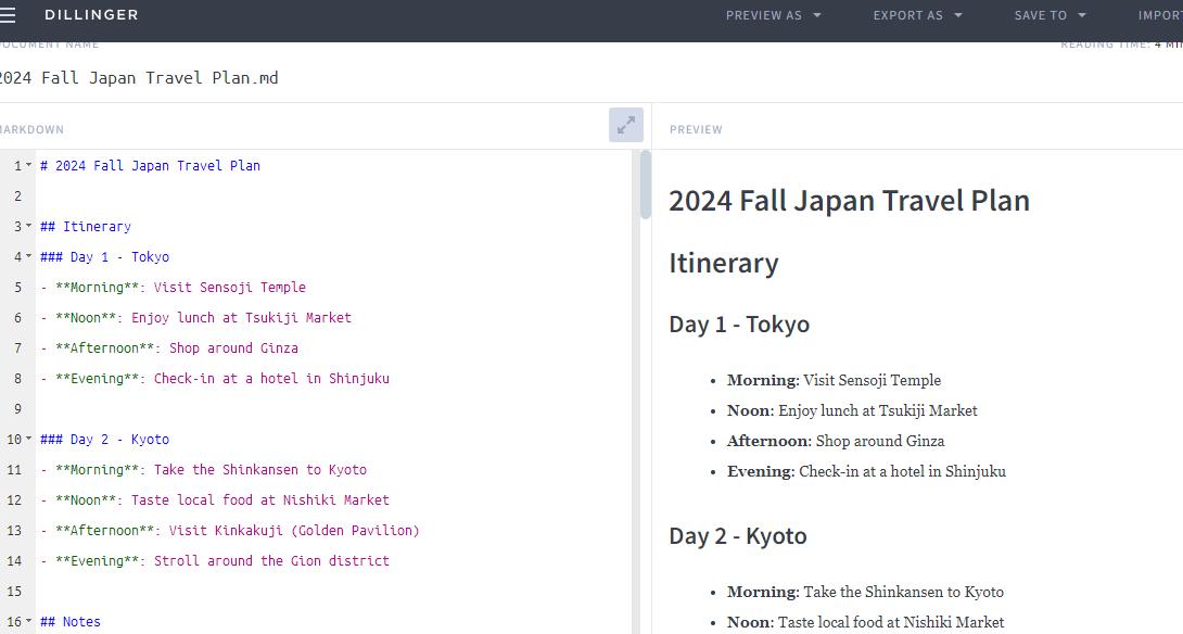 Copy and Paste Markdown into Dillinger