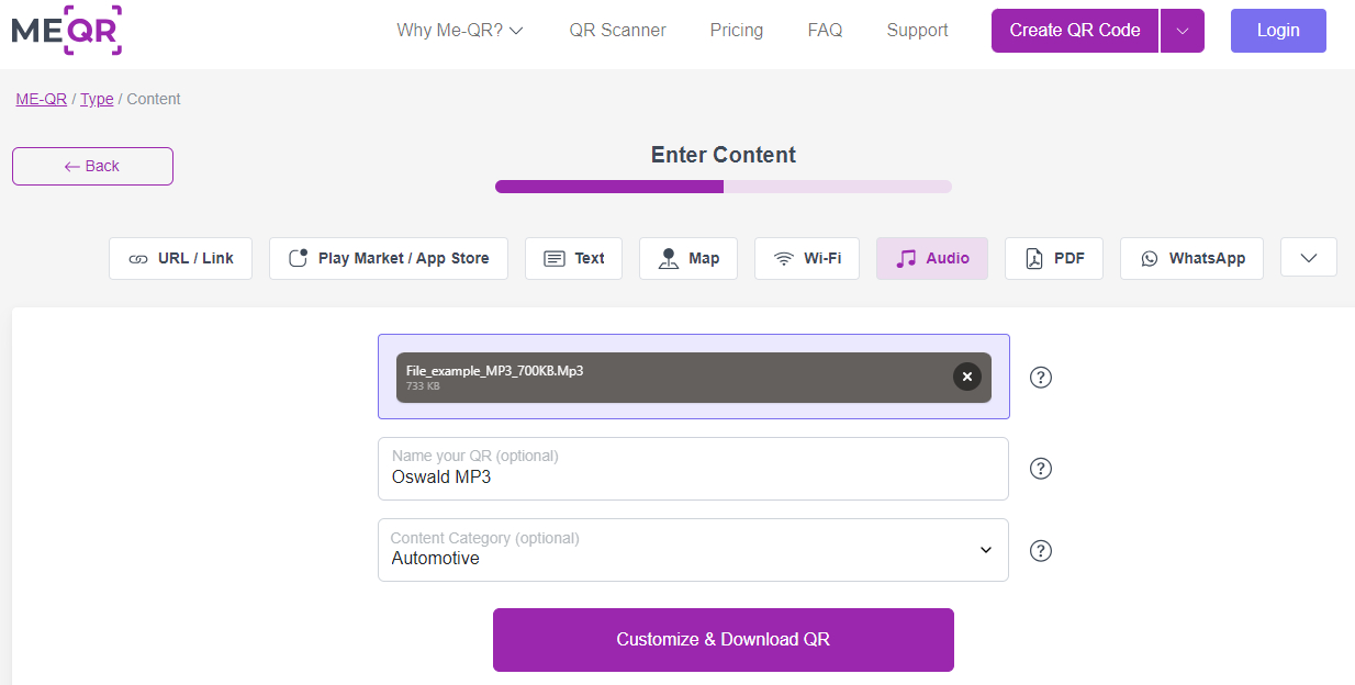 Create MP3 QR Code