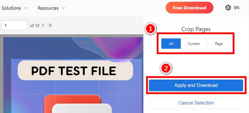 Crop PDF in PDFgear Online