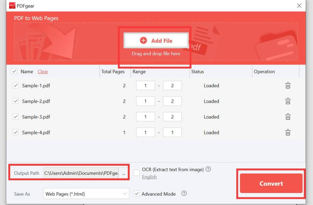 Customize the PDF to HTML Conversion in PDFgear