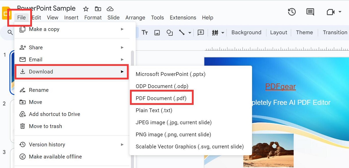 Download a Slide as a PDF with Links in Google Slides