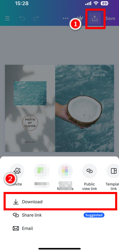 Download Design as PDF in Canva on Phone