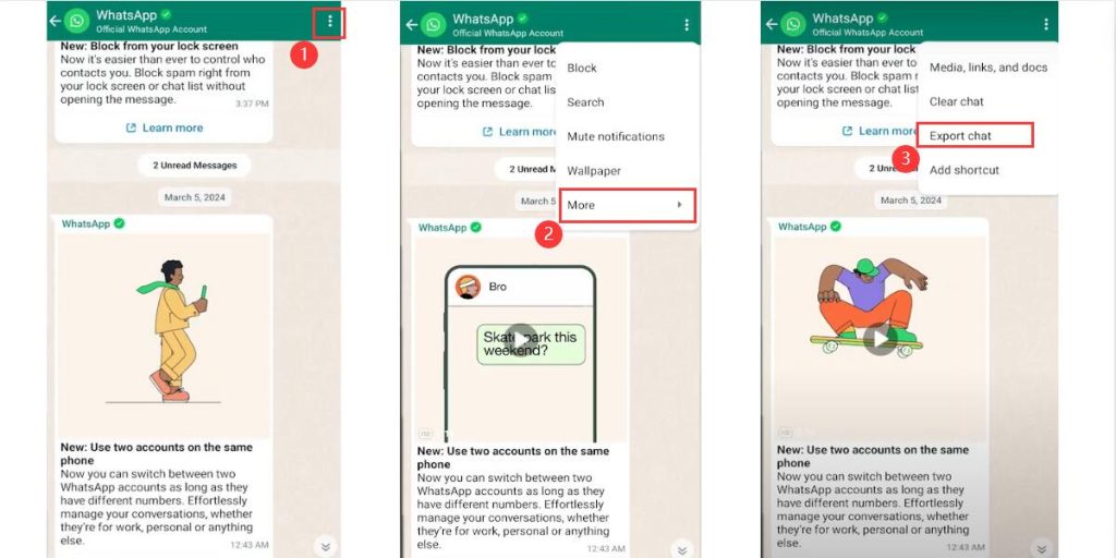 Export Chat in WhatsApp