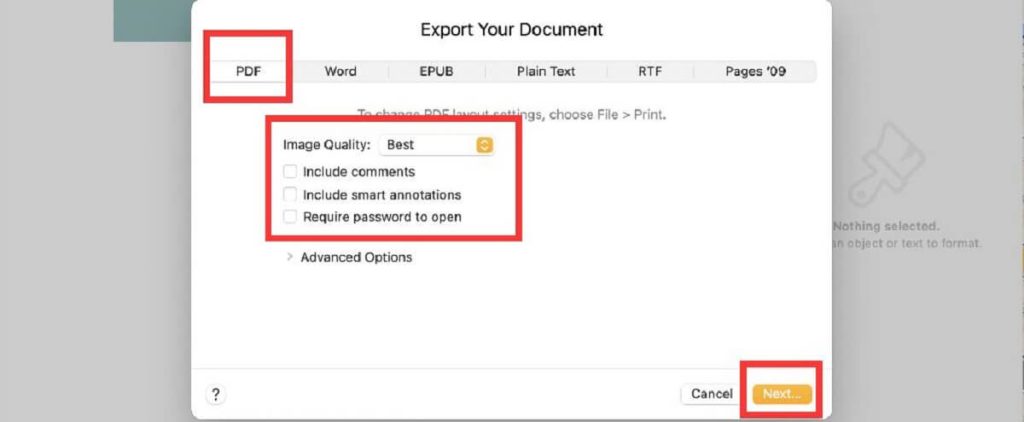 Export Your PDF Document