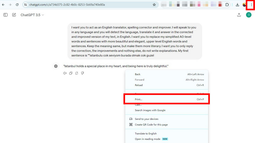 Find the Print Feature on a Browser