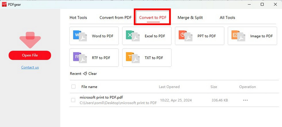 Get into PDFgear File Converter