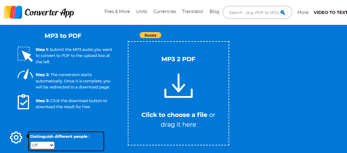 Go to MP3 to PDF Converter Website