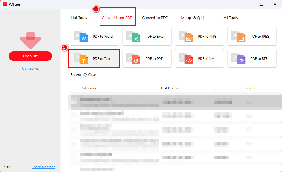 Open PDFgear PDF to Text Converter