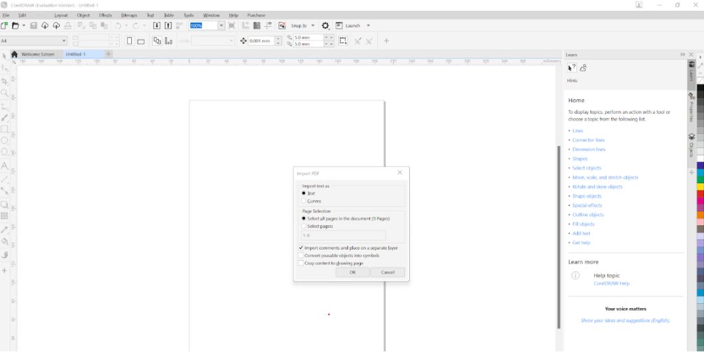 Import PDF to CorelDRAW
