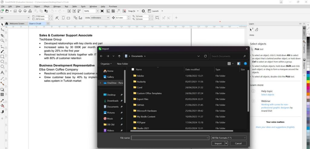 Import PDF to CorelDRAW