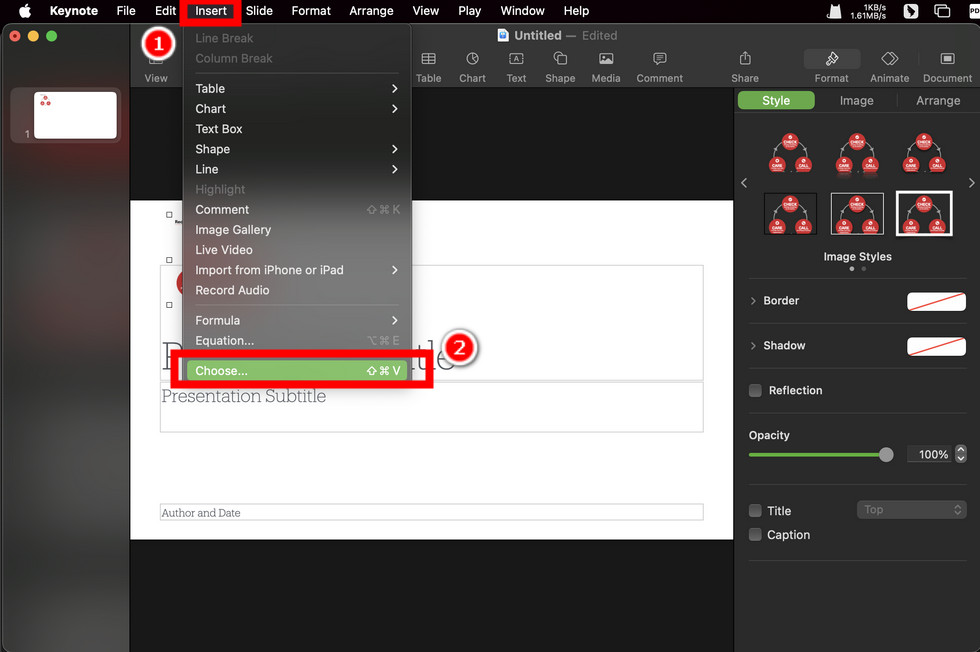 Insert a PDF to Keynote