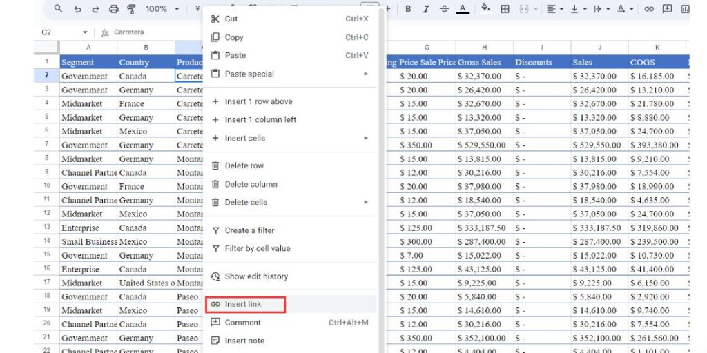Insert Link into Google Sheets