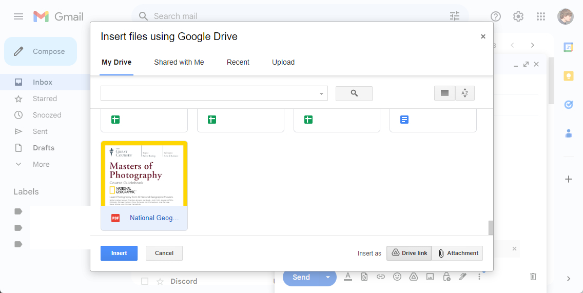 Insert PDF in Google Drive