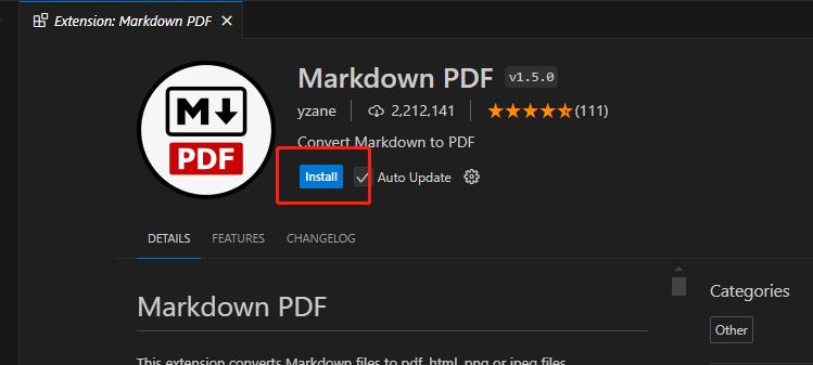 Install the Markdown PDF Extension