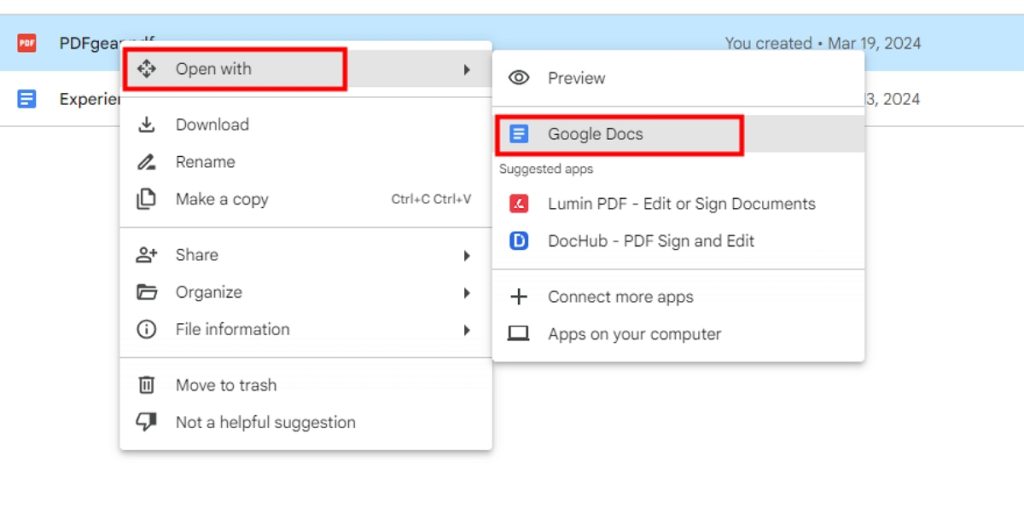 Open the Target PDF to Be Imported With Google Docs