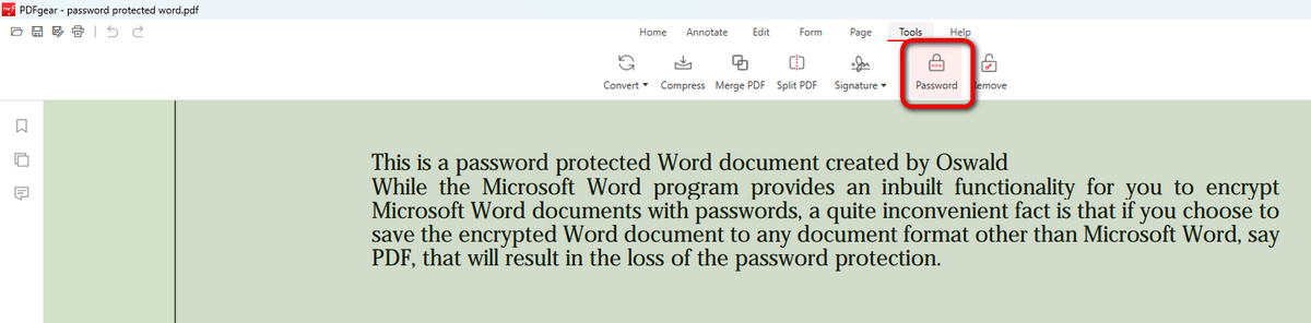 Password Protect PDF in PDFgear 