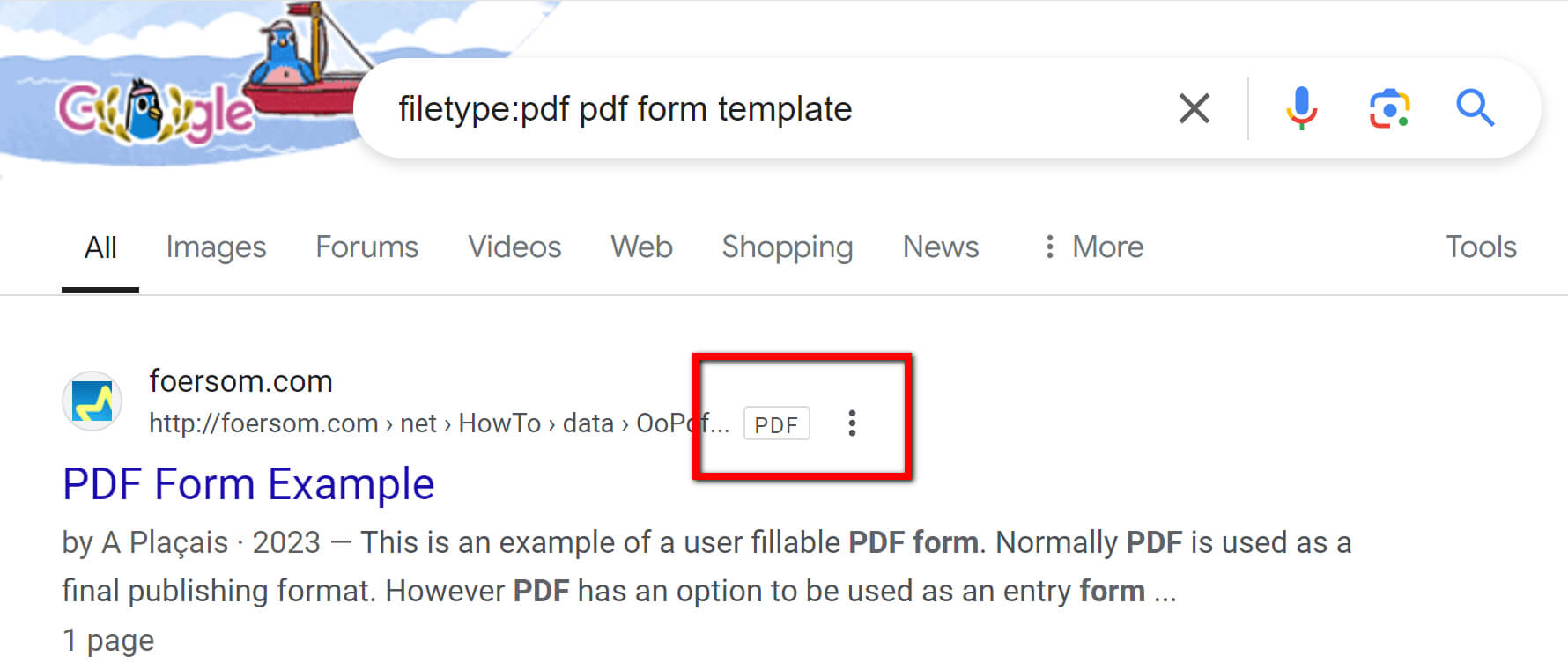 Search for PDF on Google