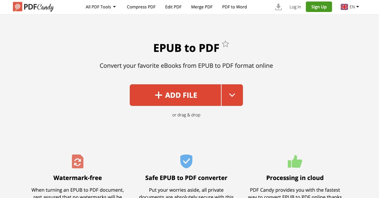 PDFCandy EPUB to PDF Converter
