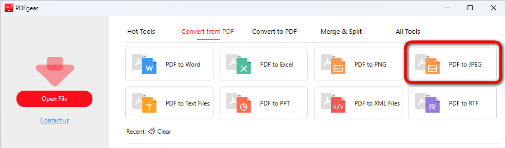 Click PDF to JPEG