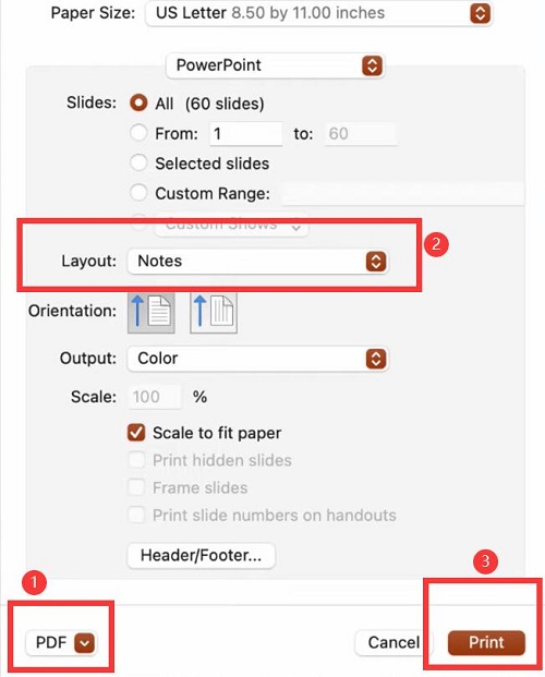 Print PPT as PDF on Mac