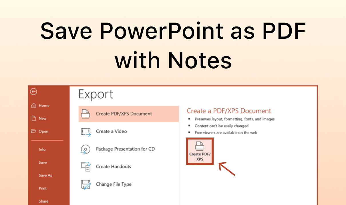 Save PowerPoint as PDF with Notes